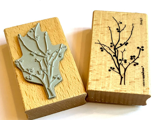 Holzstempel mit Motiv Zweig mit Beeren