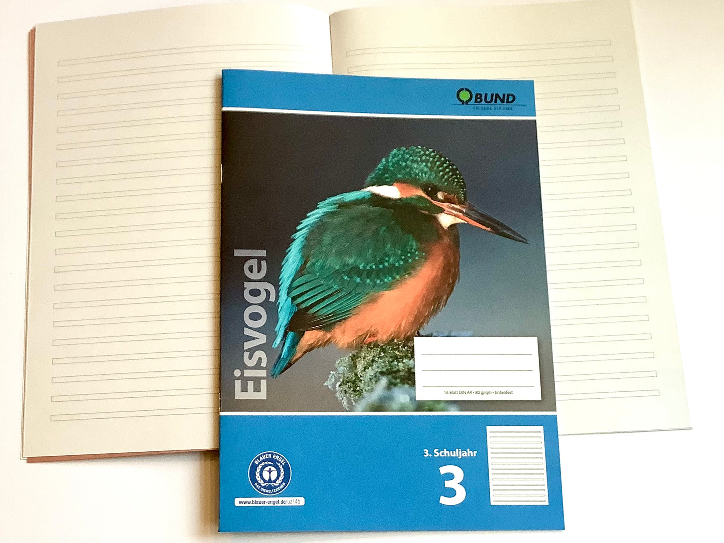 Schulheft A4 Lin.3. Klasse Eisvogel