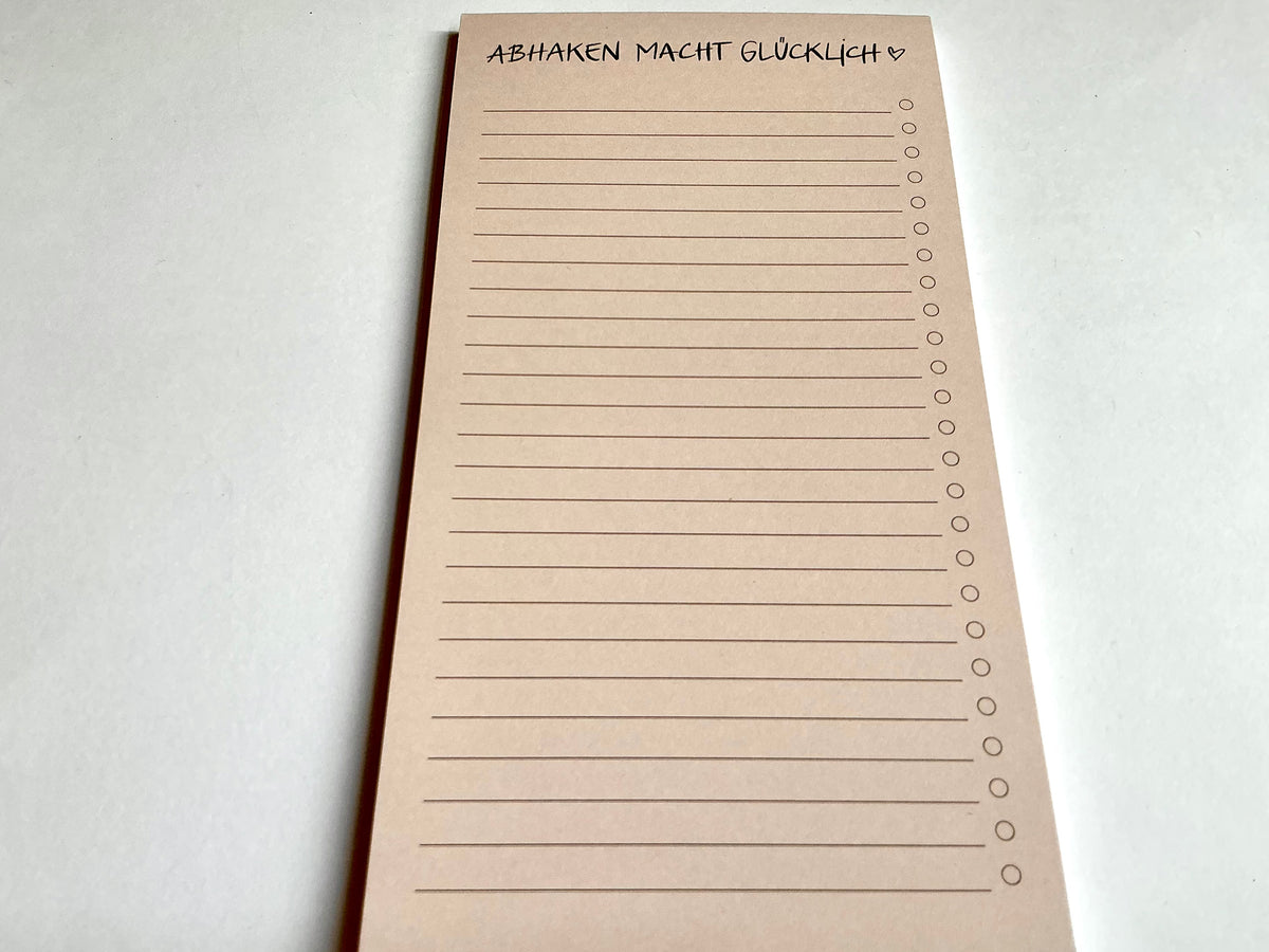 Abhaken macht glücklich-Block 10x21cm 50Bl. RC