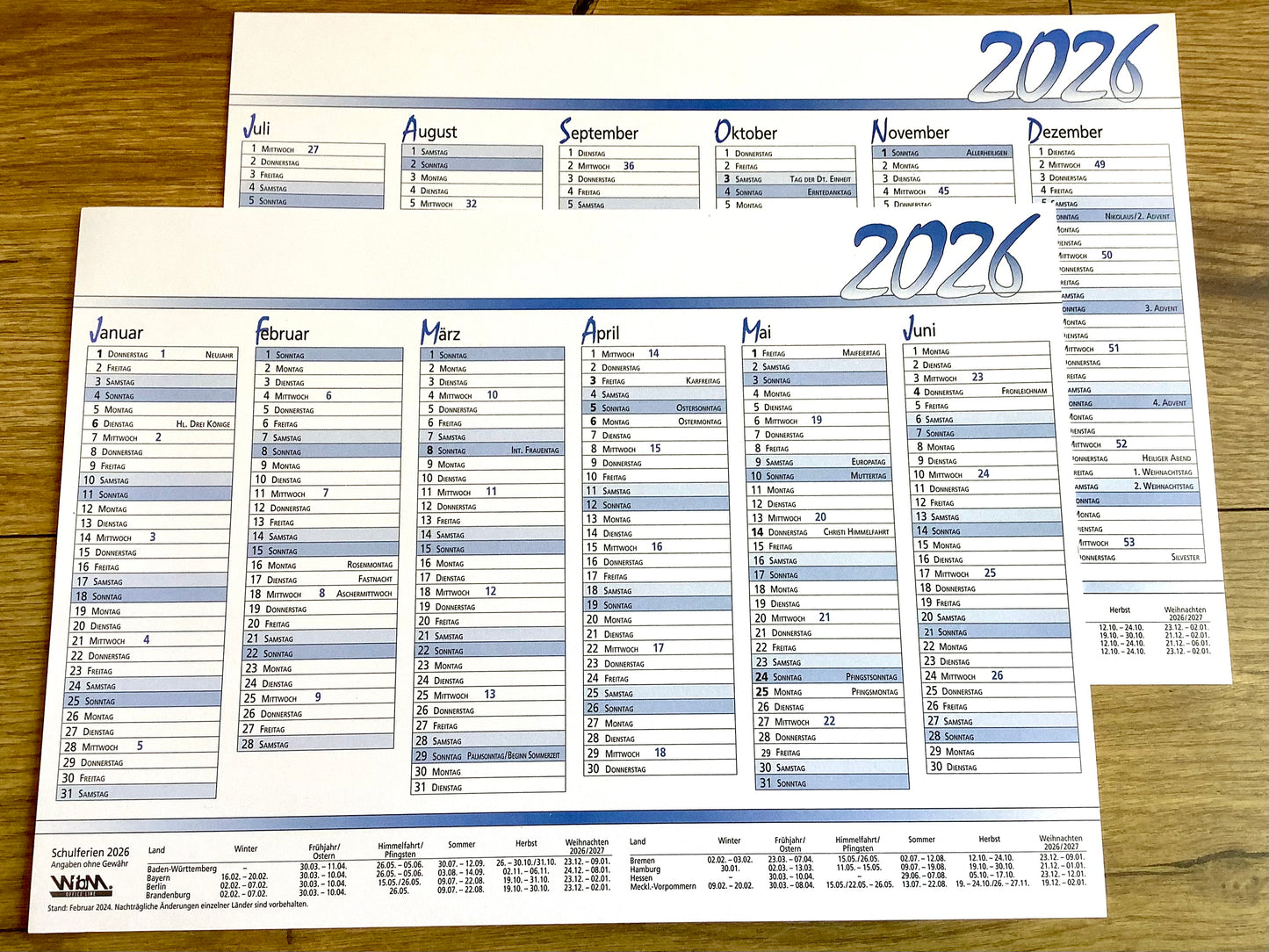 Wandtafelkalender A4 2026