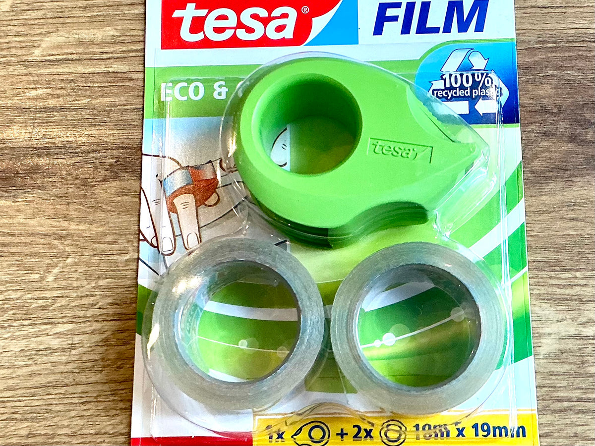 Tesa-Set Abroller + 2 Rollen Clear recycled 100%