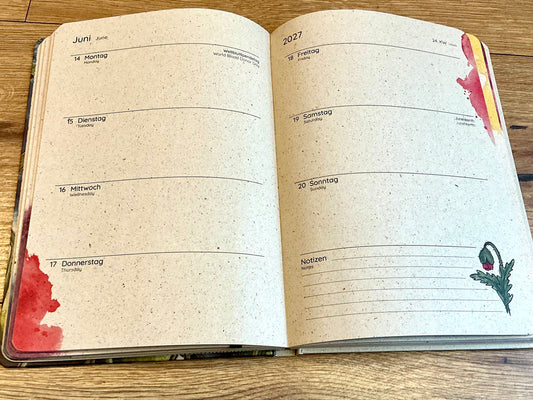 Wochenkalender A5 Kornblumen Graspapier vegan 2027