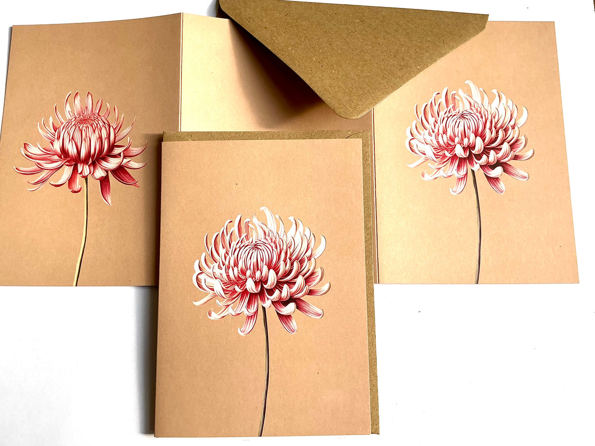 Doppel-Klappkarte A6 Chrysantheme ("30x40") Leporellokarte