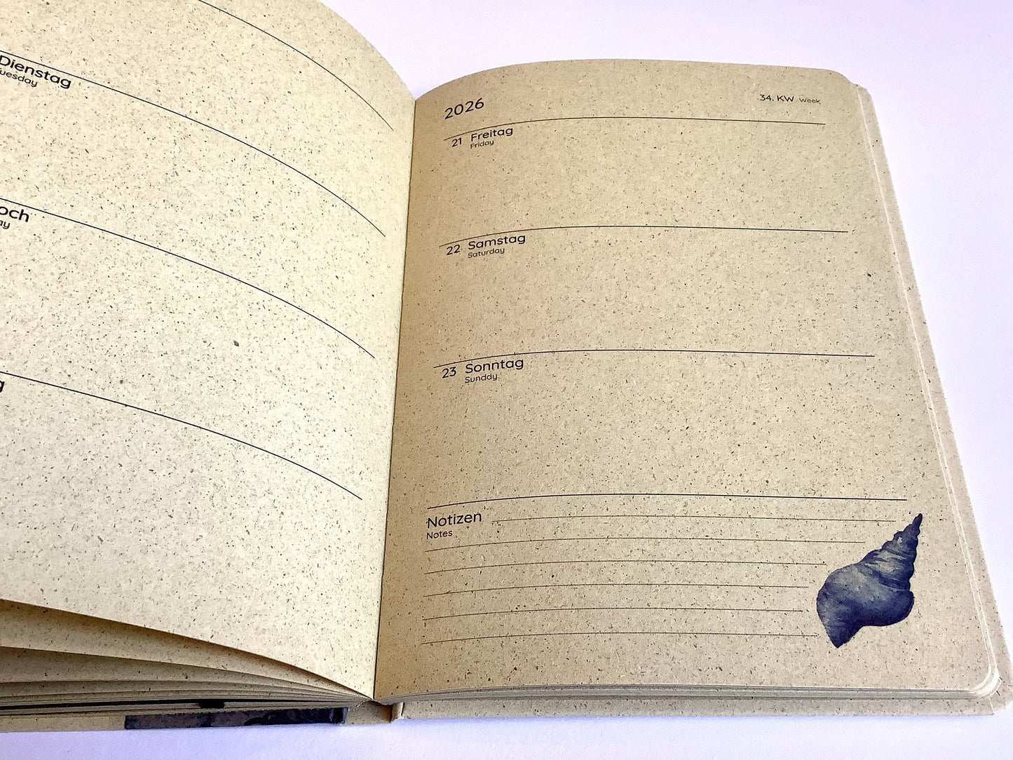 Wochenkalender A5 1W/2S matabooks Wal Ocean Blue Graspapier 2026