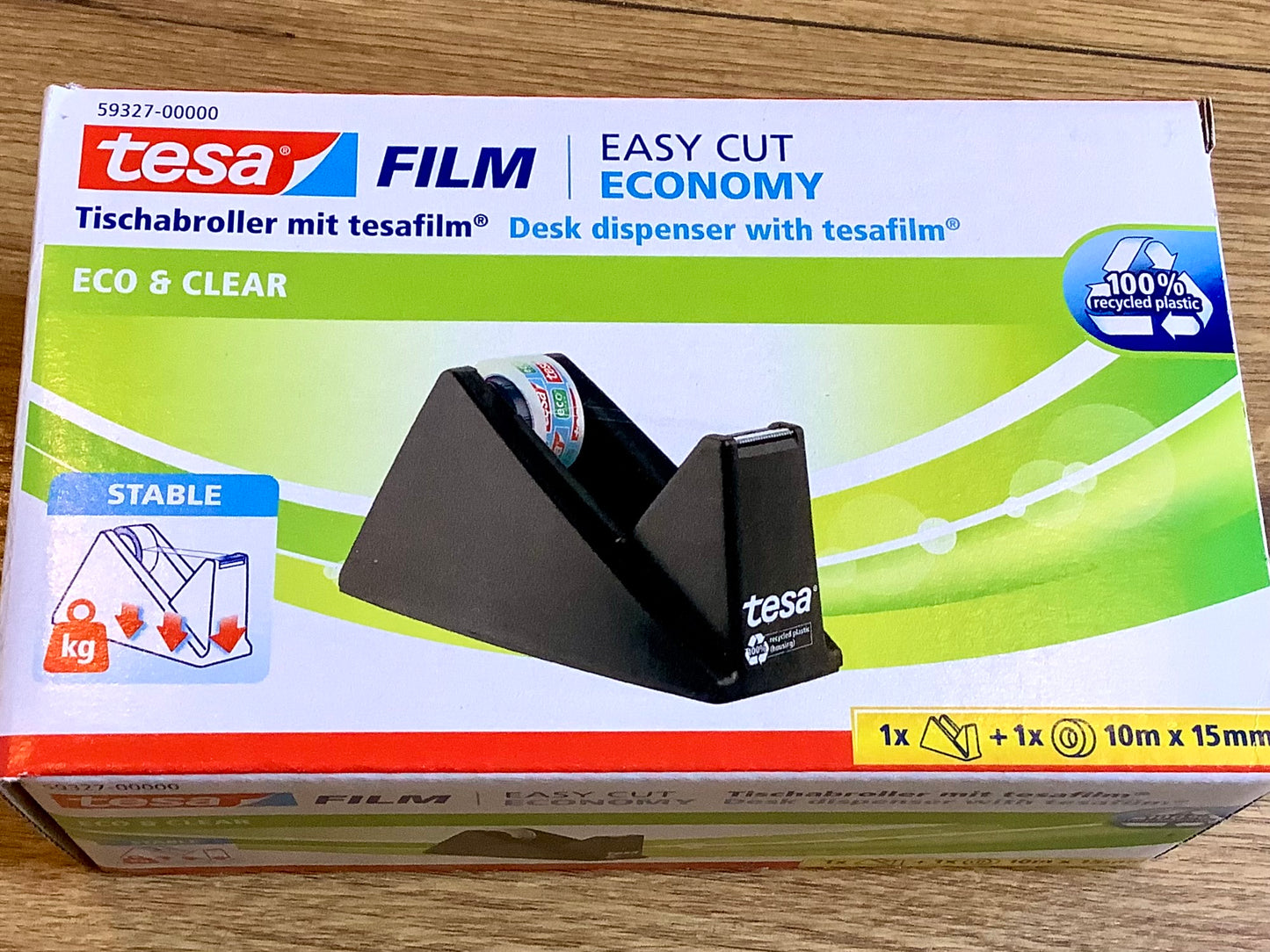 Tischabroller tesa eco Recyclingplastik +1 Rolle 10m19mm
