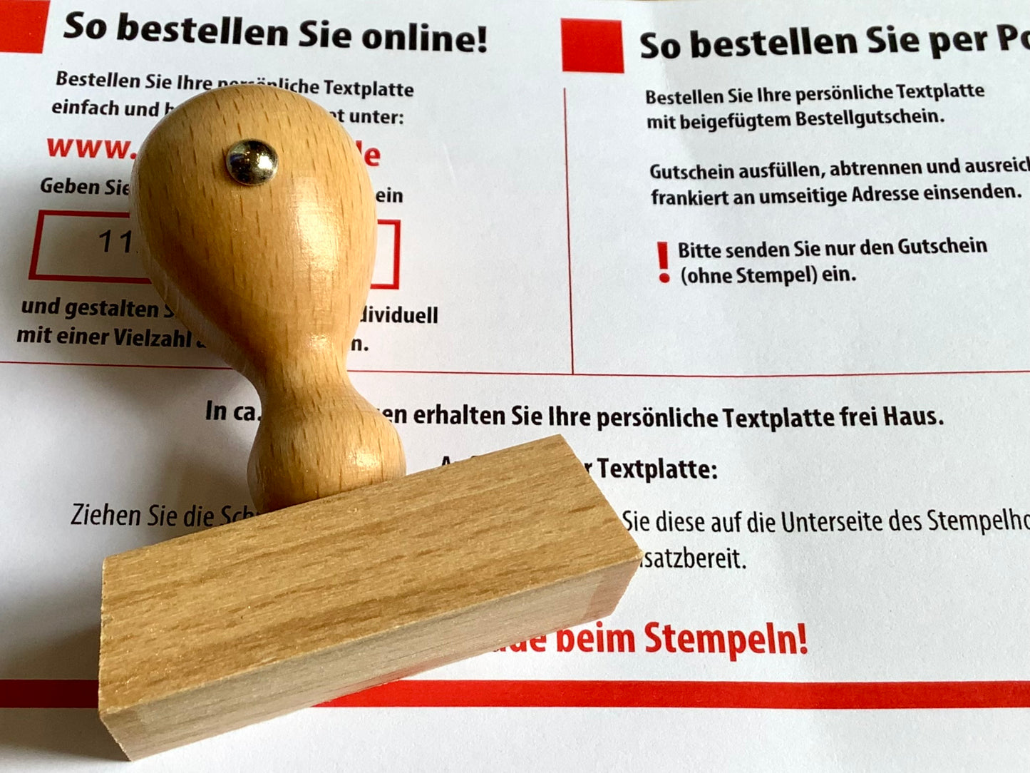Adress-Stempel Holz mit Textplatten-Gutschein bis 5 Zeilen
