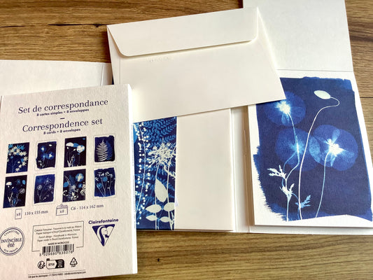 Briefpapier Cyanotyp Korrespondenzset Clairefontaine