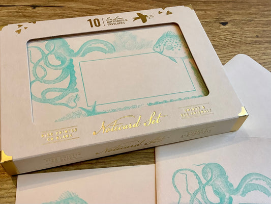 Karten-Set +Kuverts „Fisch“ A6/C6 Riso (Togethery) - Polly Paper - Umweltfreundliche Schreibwaren