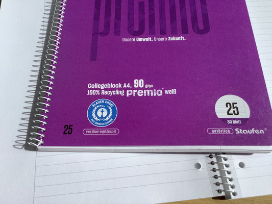 Collegeblock liniert mit Rand premium 90g RC Staufen Lin.25