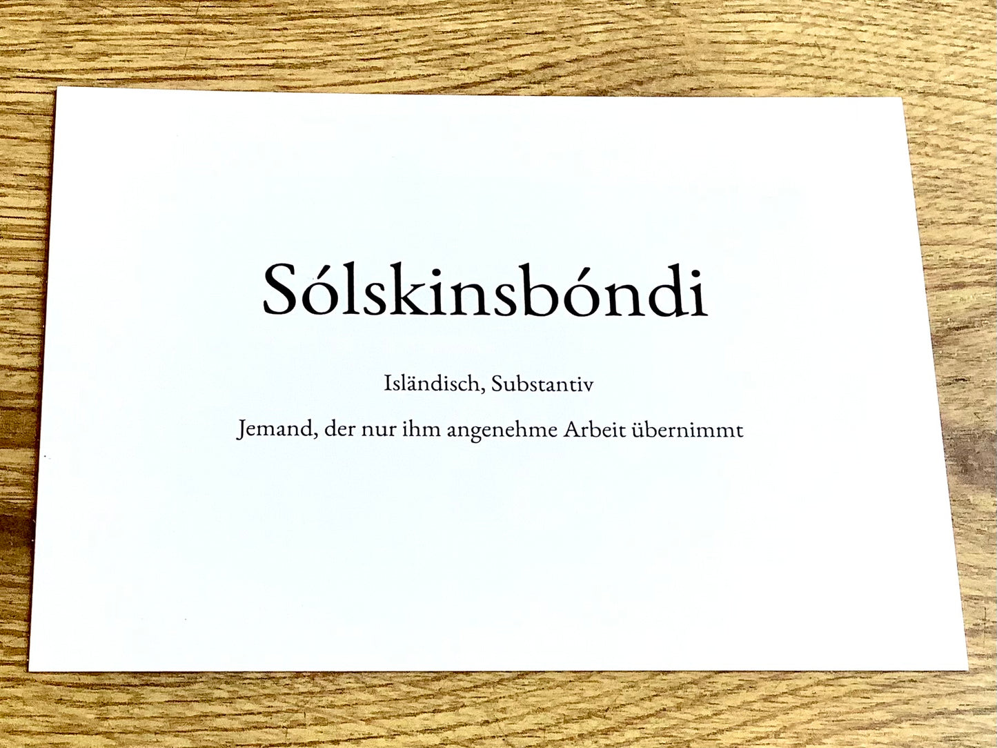 Postkarte "Sólskinsbóndi" (Wortschatzkarte)