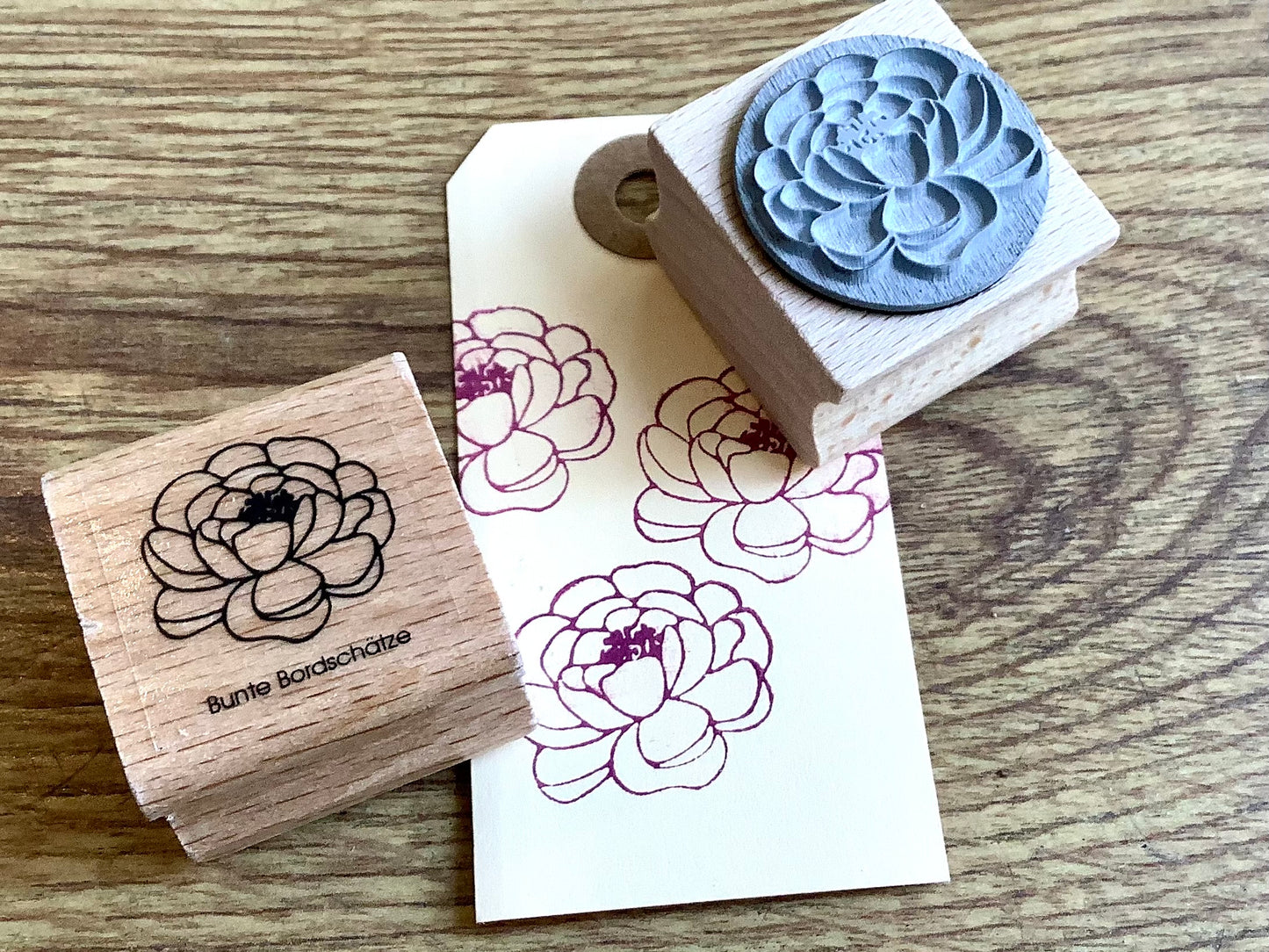 Holzstempel Pfingstrose 3x3cm (Bunte Bordschätze)