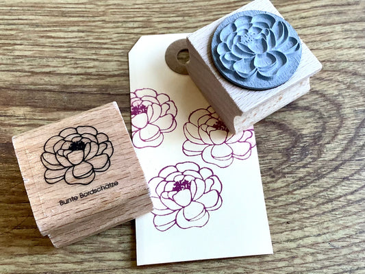 Holzstempel Pfingstrose 3x3cm (Bunte Bordschätze)