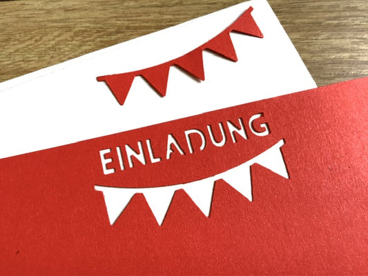 Set 5 Einladungskarten rot A6 +Kuverts