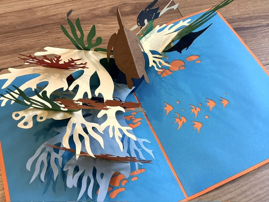 3D-Karte Pop-Up Meer Taucher Gutschein