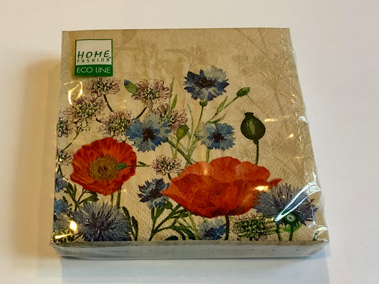Servietten Mohn 25x25cm 100% Recycling