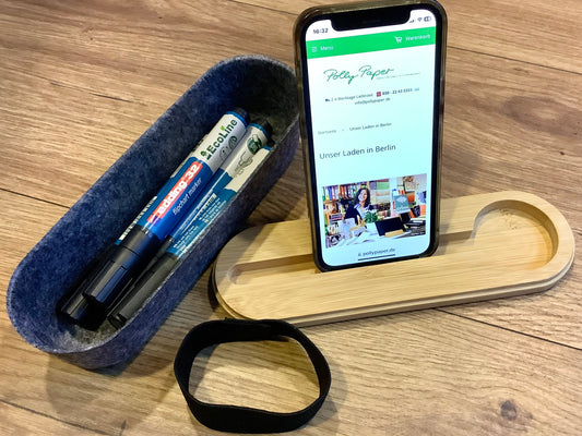 Stiftebehälter mit Deckel Bambus Filz