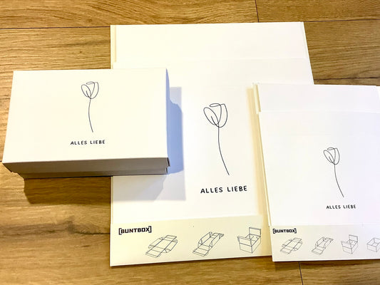 Geschenkschachtel "Alles Liebe" Blume 17x11x6cm (Buntbox M)