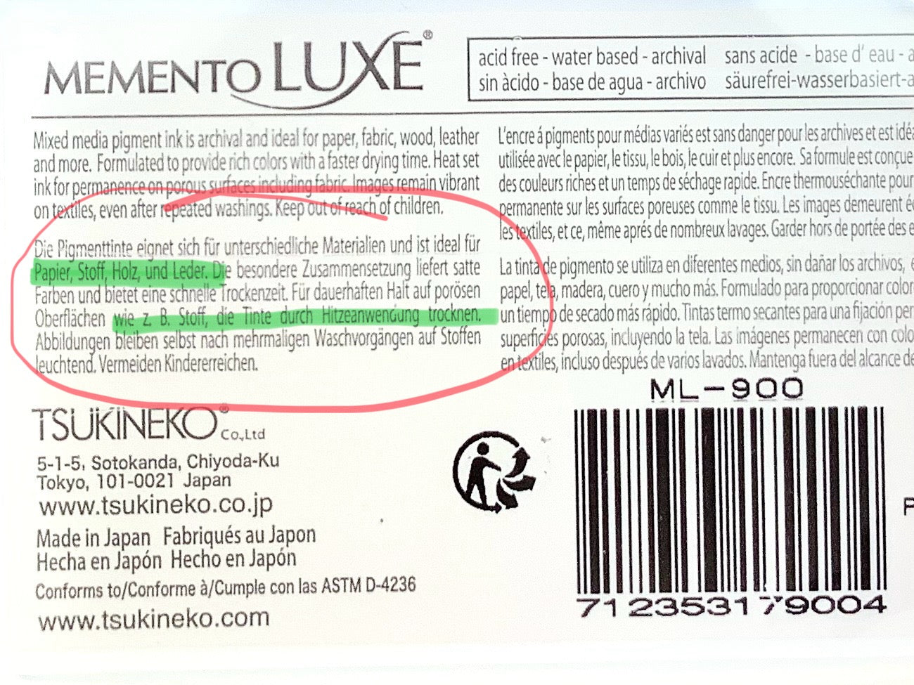 Stempelkissen f. Textilien Memento LUXE*