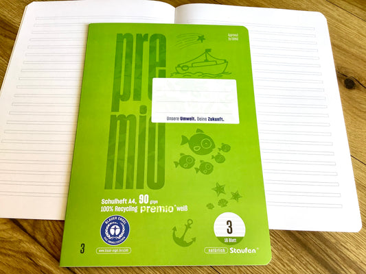 Schulheft A4  Lin.3 Premio 90g/m²