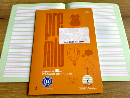 Schulheft A4 Lin.2 Klasse 2 Premio 90g