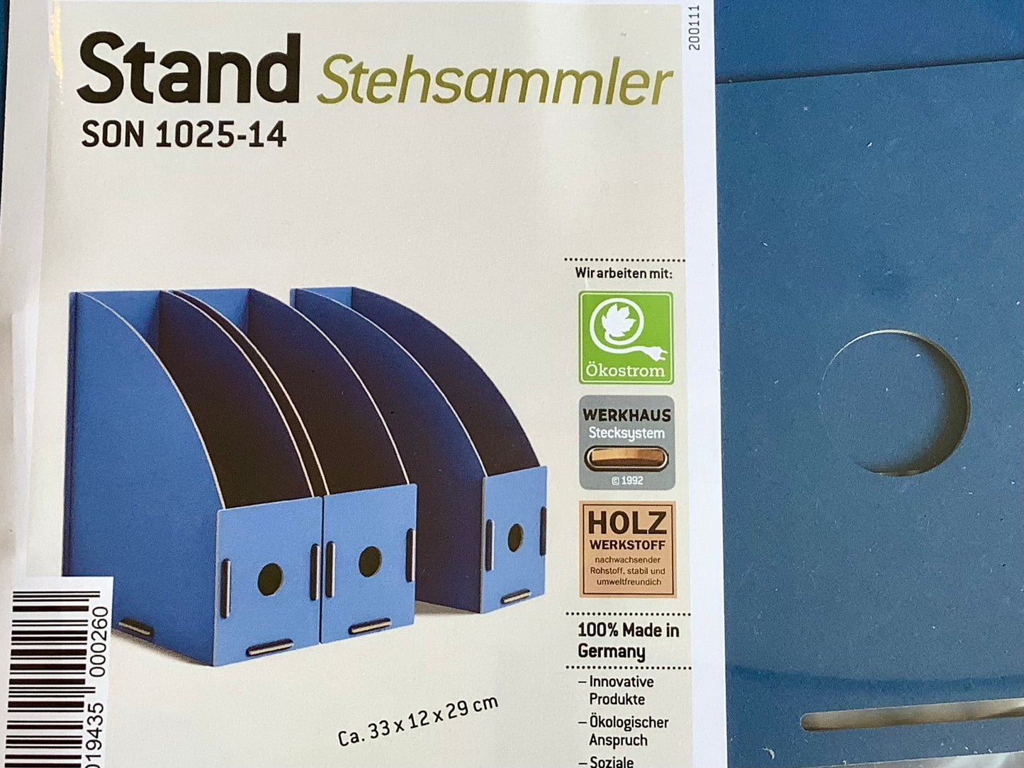 Stehsammler blau A4 WERKHAUS Holz