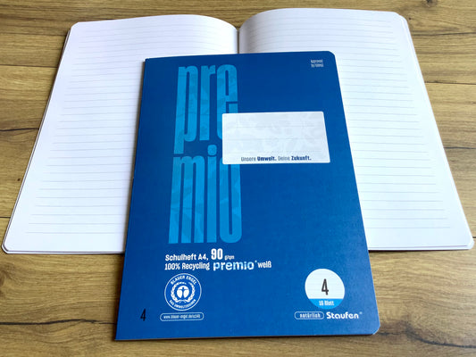 Schulheft A4 Lin.4 liniert 90g/m² Premio
