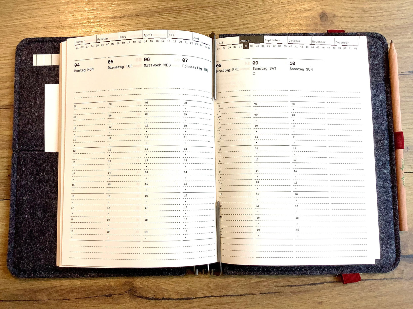 Taschenbegleiter Drucktuch M #408 Roterfaden vegan +gratis Kalender 2025