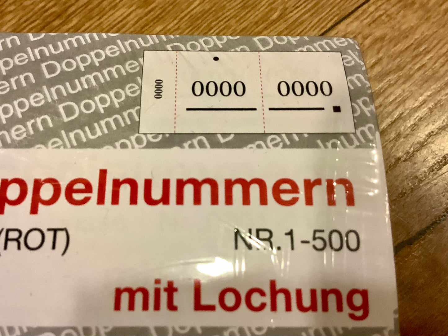 Garderobennummern 1-500 5 Nummernblöcke