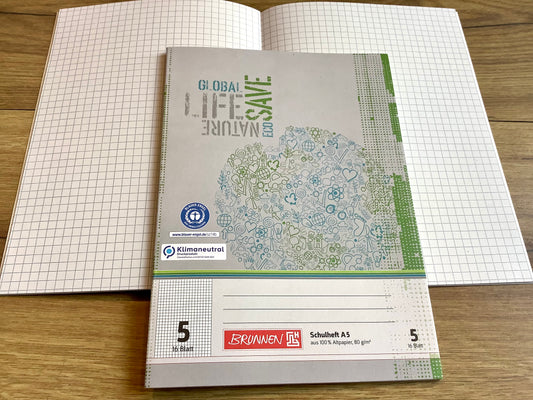 Schulheft A5 Lin.5 kariert 80g Brunnen Eco