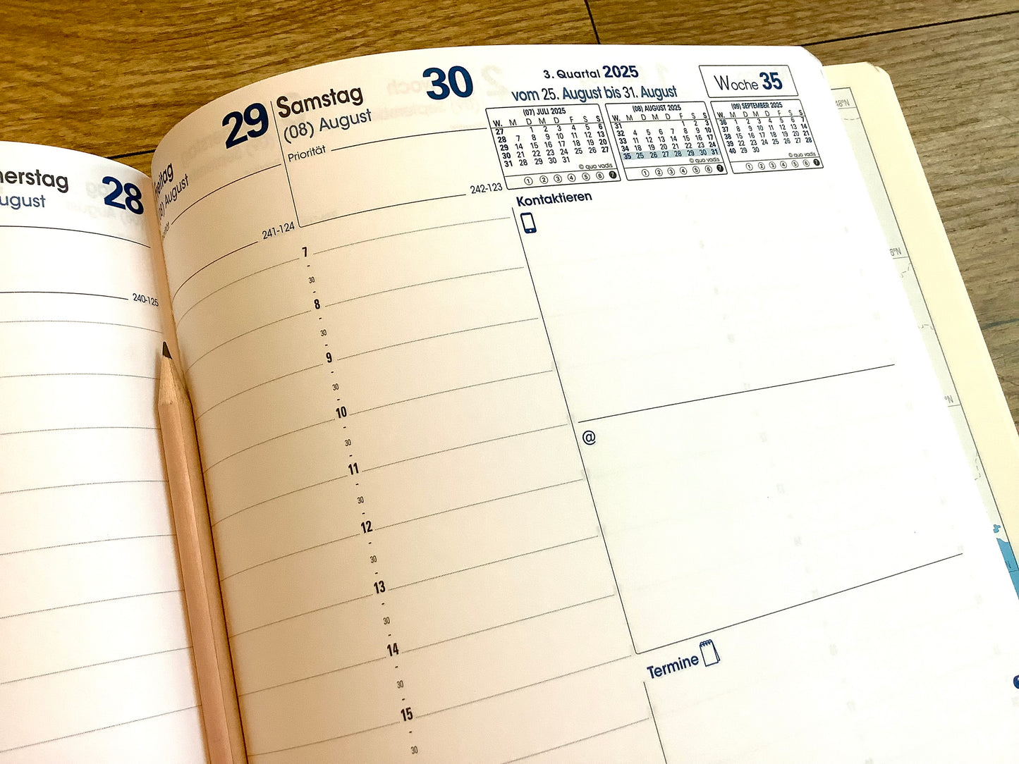 Wochenkalender Prenote Einlage A4 2025 Quo Vadis