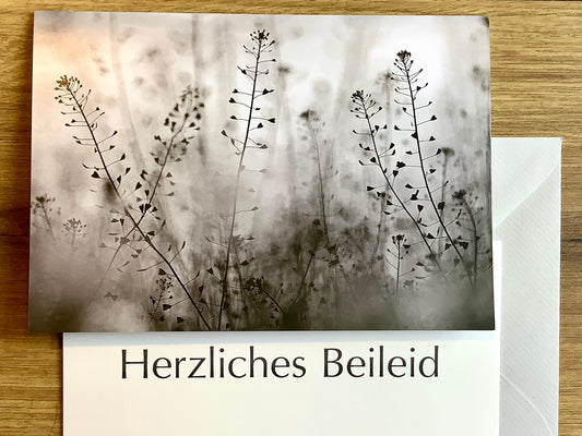 Beileidskarte Hirtentäschel schwarz-weiß (art+nature)