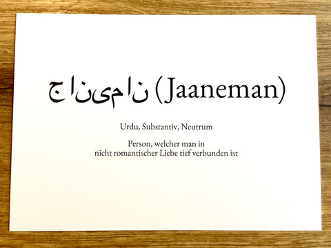 Postkarte "Jaaneman" Wortschatzkarte