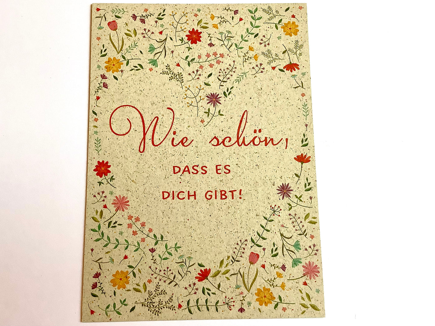 Postkarte Graspapier "Wie schön, dass es dich gibt!"