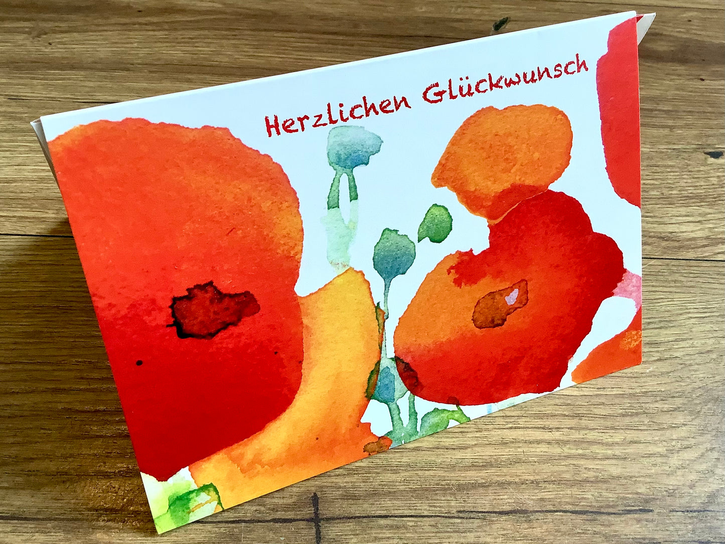 Briefkarte Mohn Herzlichen Glückwunsch