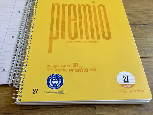 Collegeblock premium liniert 90g Green