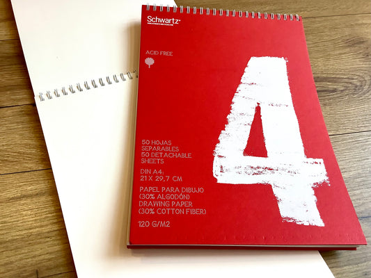 Skizzenblock n°4 A4 Schwartz Recycled rot