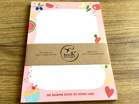 Notizblock A6 "Die geheime Zutat ist immer Liebe" (Bow&H.)