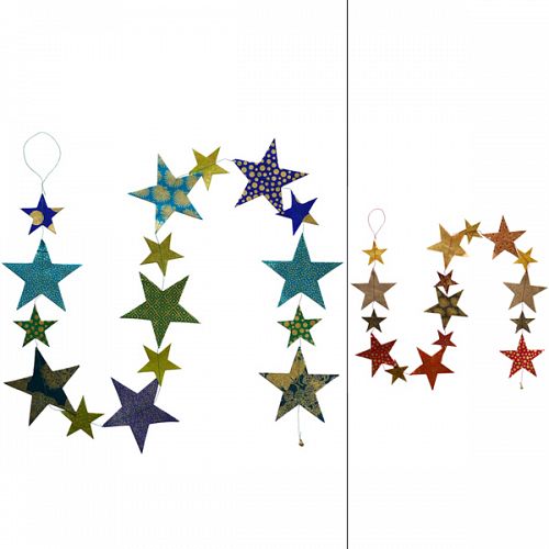 Girlande Mobile Weihnachten Lamali Sterne gold-rot / gold-grün-blau