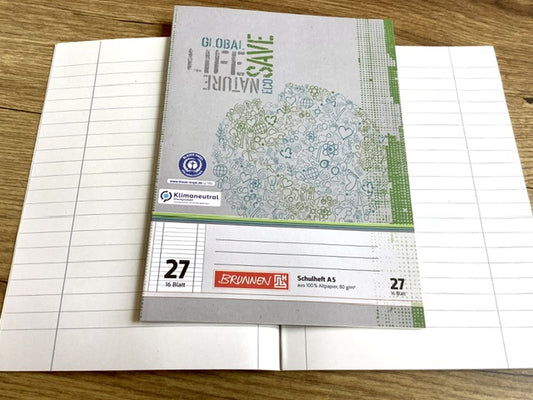 Schulheft A5 Lin.27 liniert Brunnen