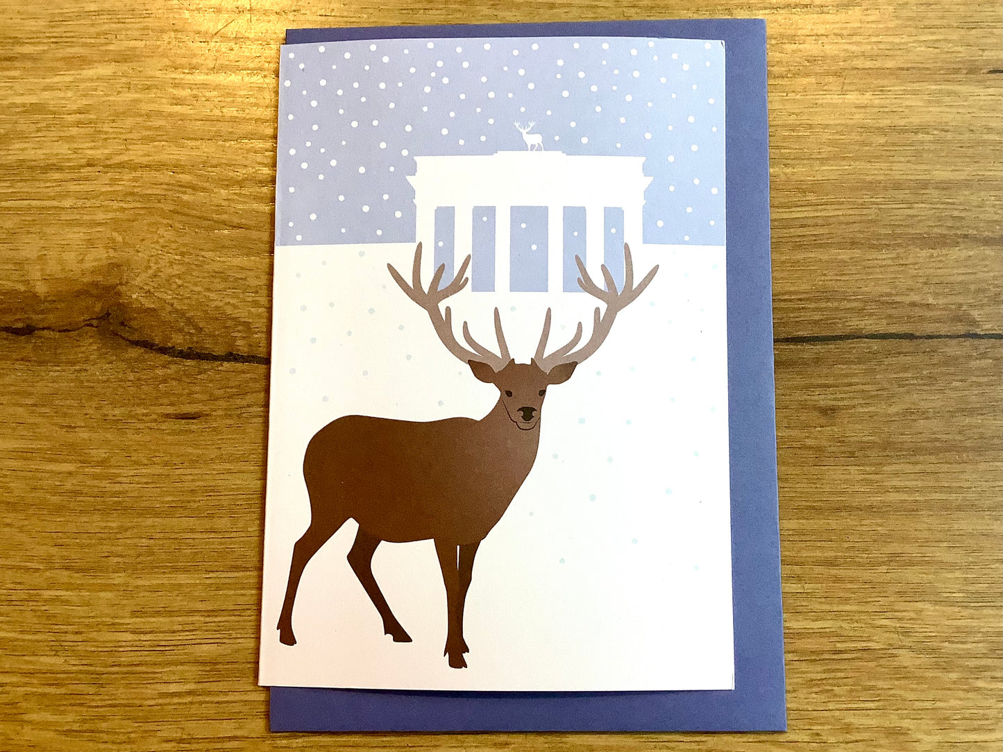 X-Mas Briefkarte Hirsch vor Brandenburger Tor