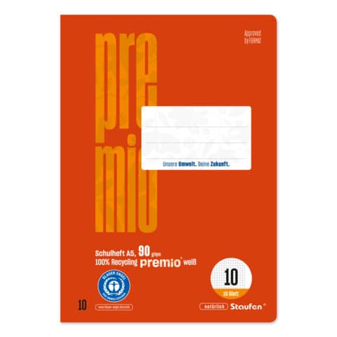 Schulheft A5 Lin.10 kariert mit Rand Premio 90g