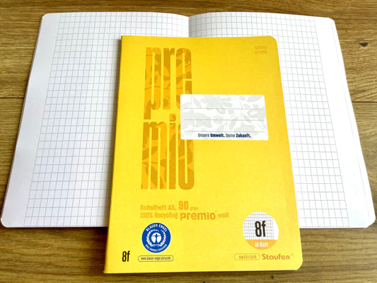 Schulheft A5 Lin.8f rautiert 90g Premio RC