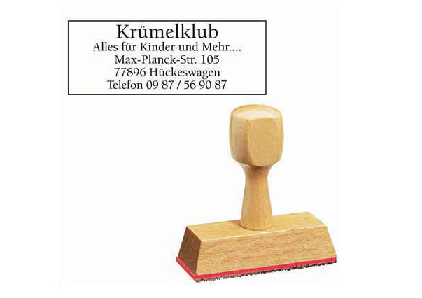 Adress-Stempel Holz mit Textplatten-Gutschein bis 5 Zeilen