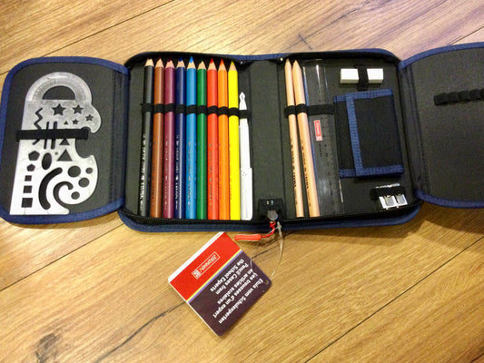 Federtasche Schul-Etui 2Klappen gefüllt schwarz BRUNNEN