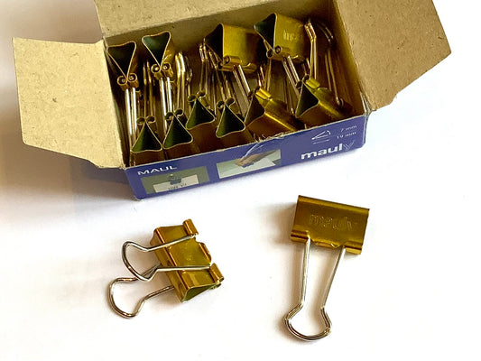 12 Foldbackklammern 19mm gold