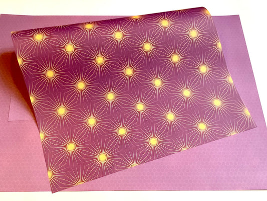 Geschenkpapier Sonnenstern lila-gelb doppelseitig RC