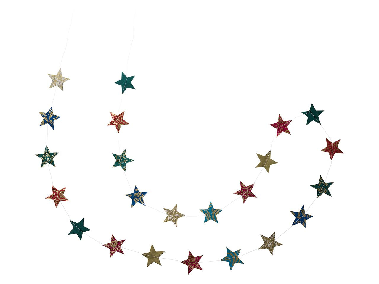 Girlande Sterne aus buntem Recyclingpapier 2m