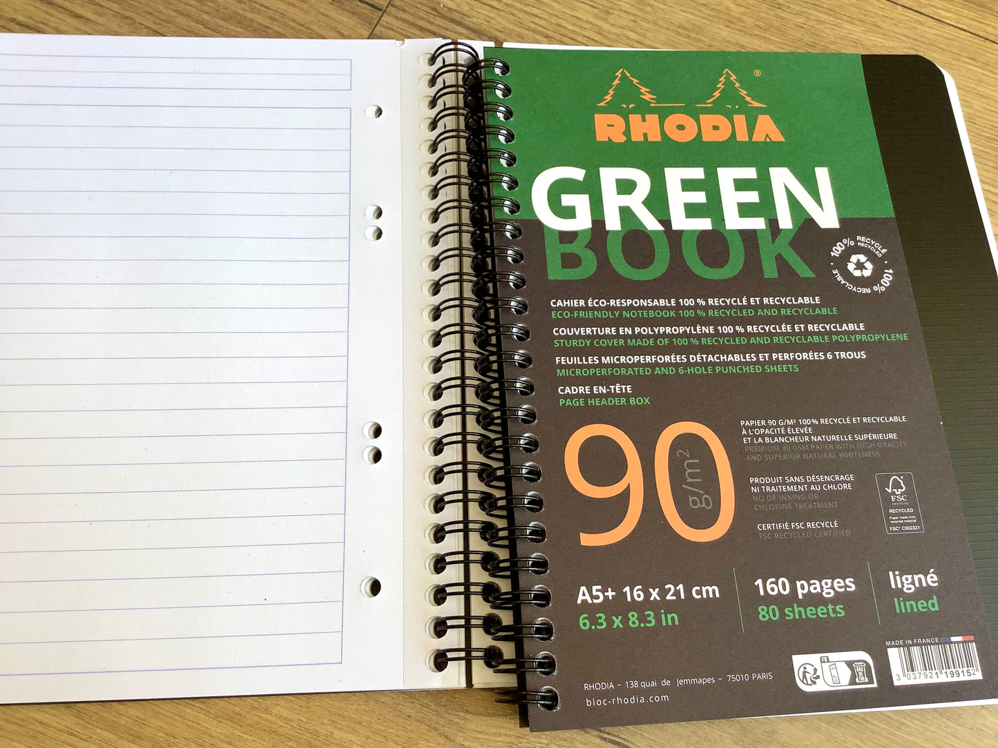 Greenbook A5+ liniert 90g 80Bl. RC PP