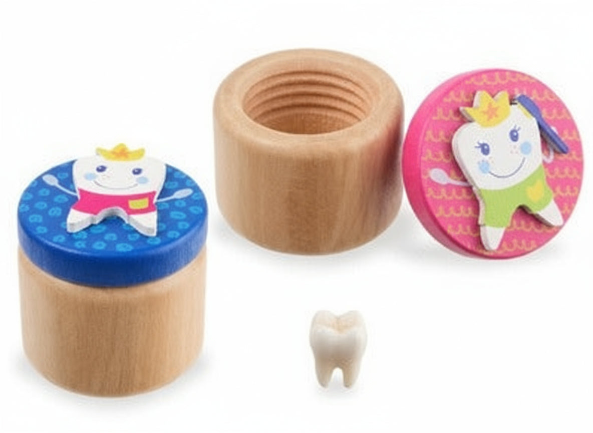 Holz-Milchzahndose Zahnfee 4cm