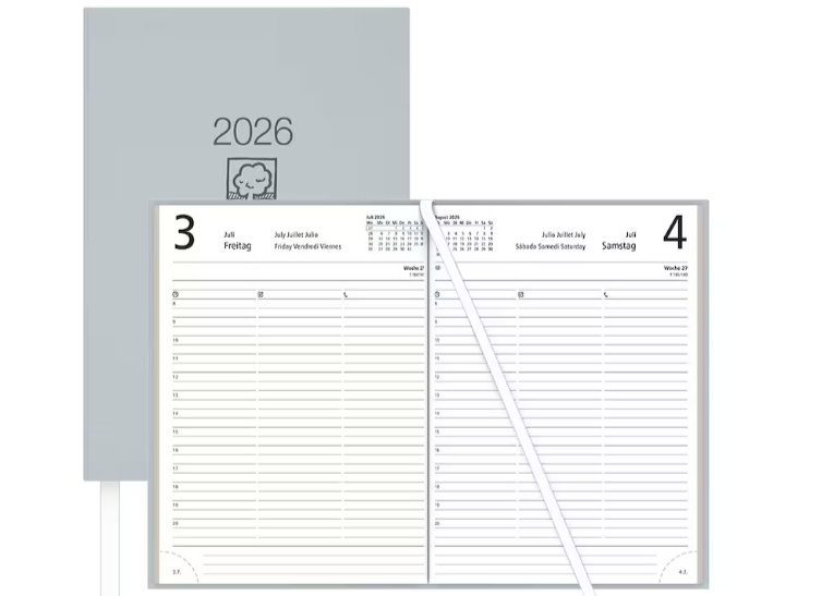 Tageskalender A5 1T/1S grau Zettler 2026
